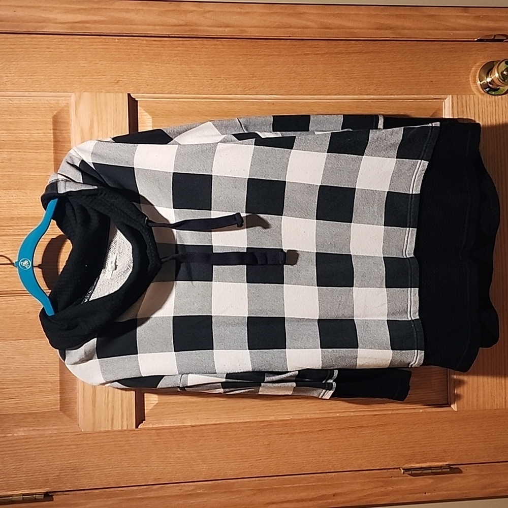 Black and off white checkered cowl sweater
